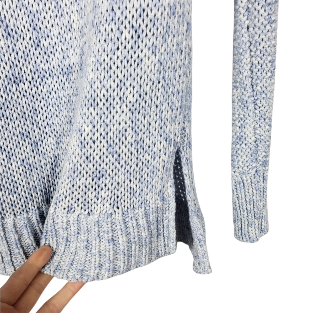 Vince Drop Shoulder Loose Knit Rolled Neckline Blue Sweater Style Size S - Picture 15 of 16